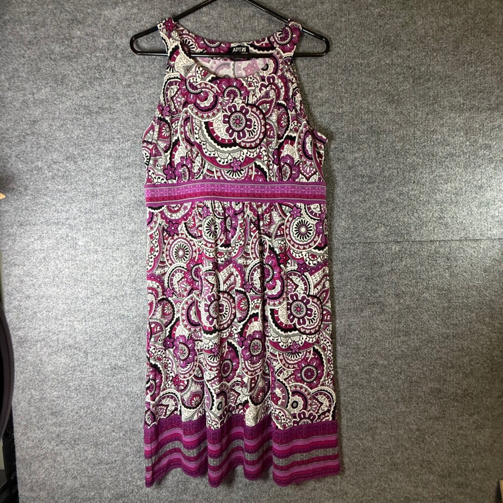 Apt 9 Womens Purple Paisley Floral Empire Waist Sleeveless Shift Dress Large